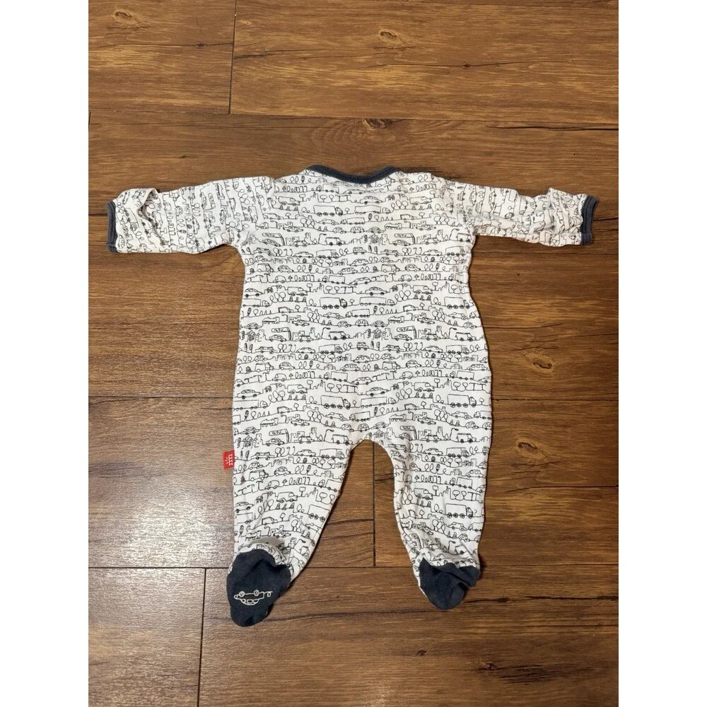 Magnetic Me Boys Cars Footie Pajamas Newborn Black White Cotton